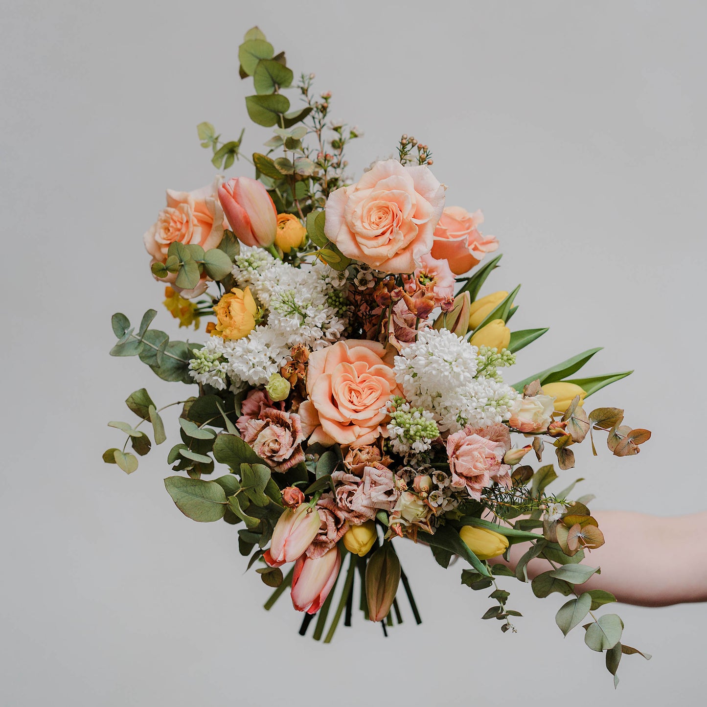 Spring flowers including tulips, lilac, ranunculus, narcissus and seasonal foliage from Edinburgh Florist with a wide selection of stunning seasonal fresh flower bouquets