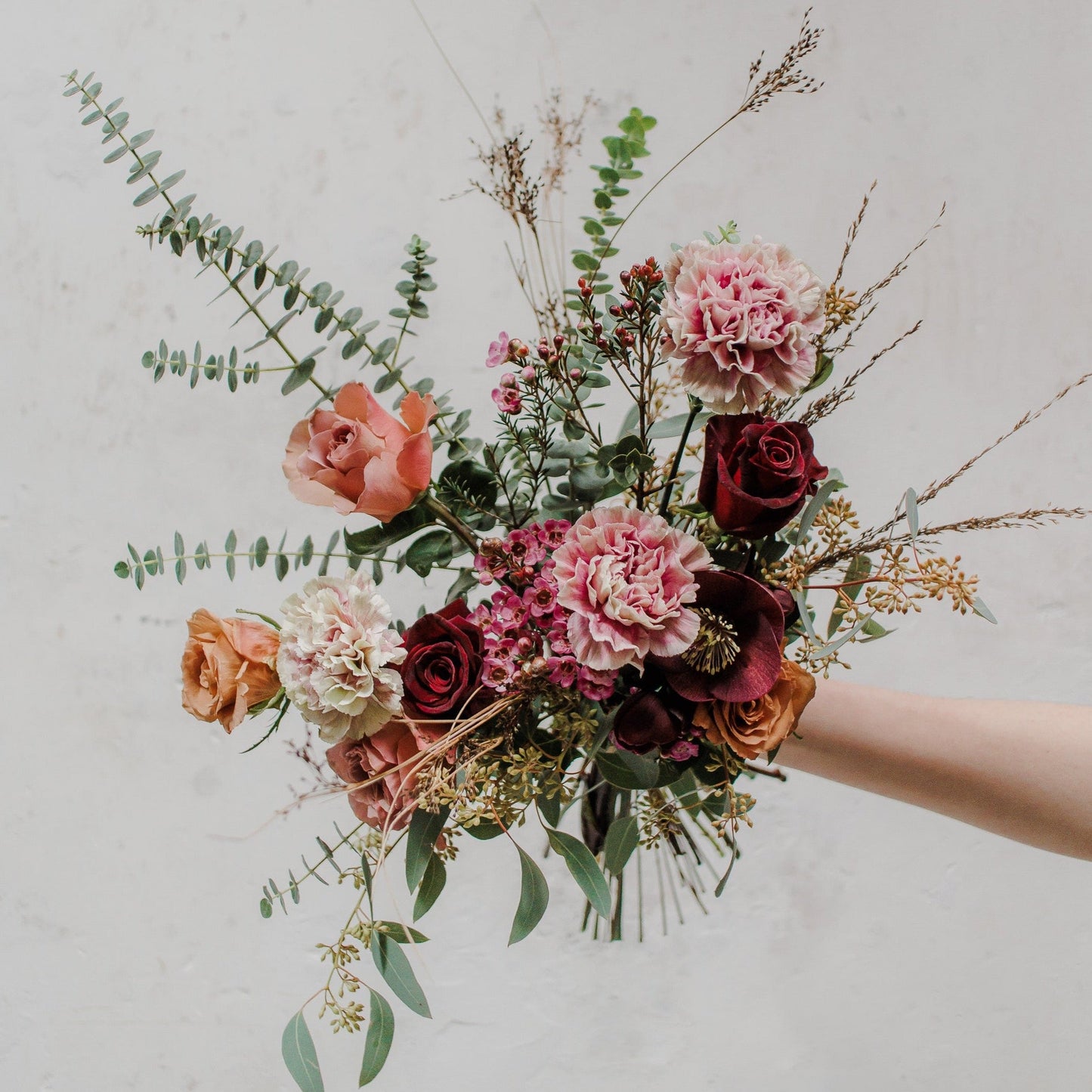 The florists choice of gorgeous seasonal flowers for our seasonal bouquet from Edinburgh flower shop Aspen Florals