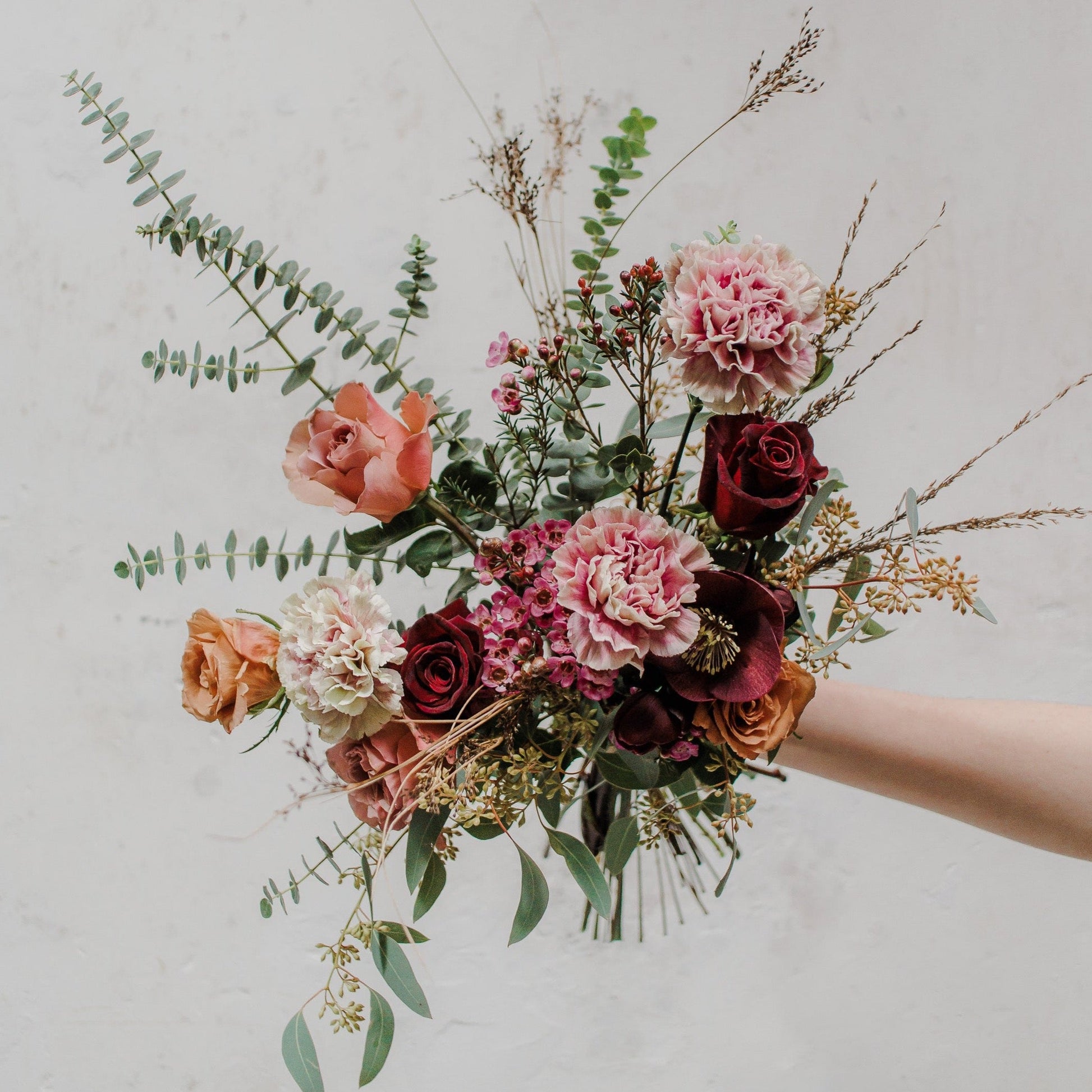 The florists choice of gorgeous seasonal flowers for our seasonal bouquet from Edinburgh flower shop Aspen Florals
