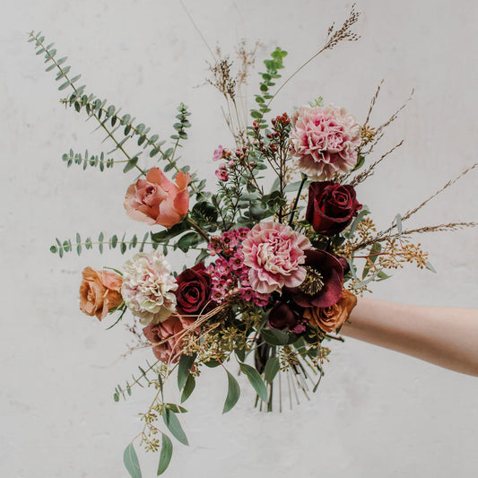 The florists choice of gorgeous seasonal flowers for our seasonal bouquet from Edinburgh flower shop Aspen Florals